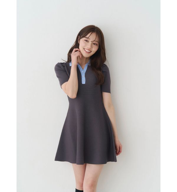 MERCURYDUO「バイカラースキッパーフレアミニワンピース」|ワンピース|
