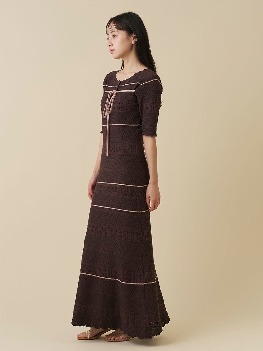 SNIDEL「クロシェライクロングニットワンピース」|ワンピース|