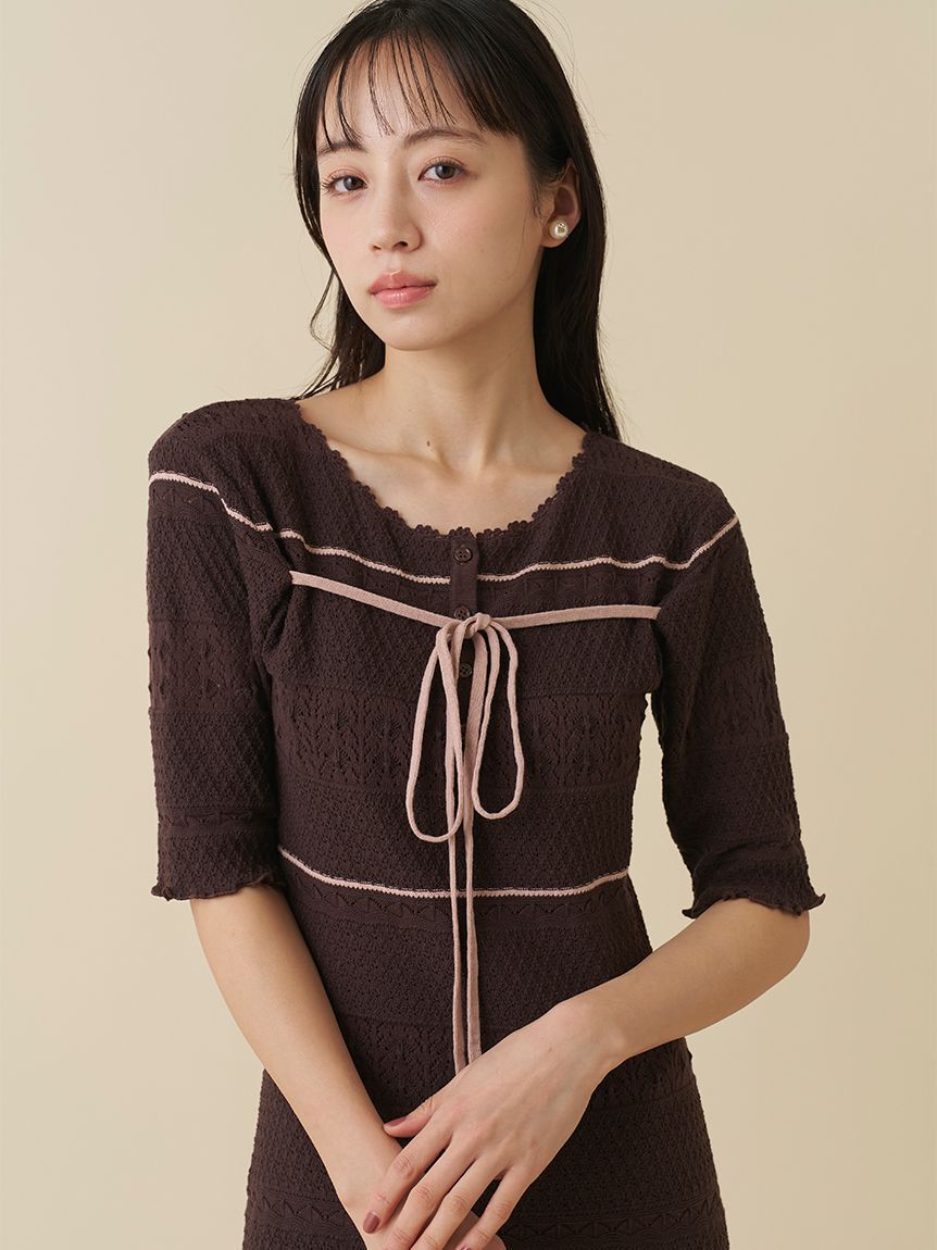 SNIDEL「クロシェライクロングニットワンピース」|ワンピース|
