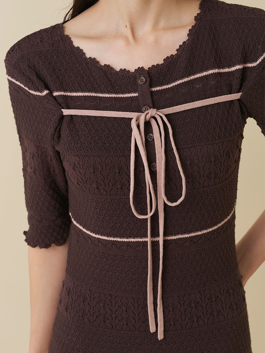 SNIDEL「クロシェライクロングニットワンピース」|ワンピース|