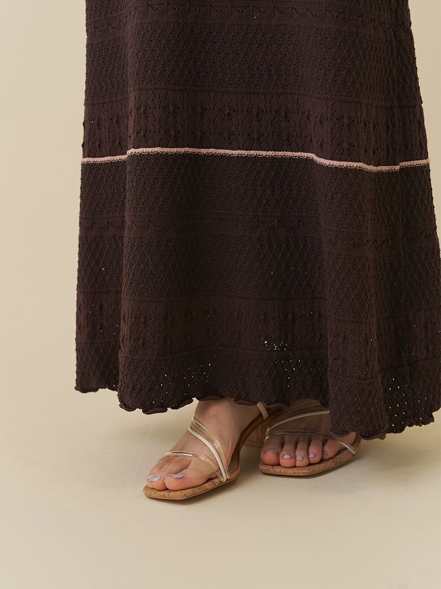 SNIDEL「クロシェライクロングニットワンピース」|ワンピース|