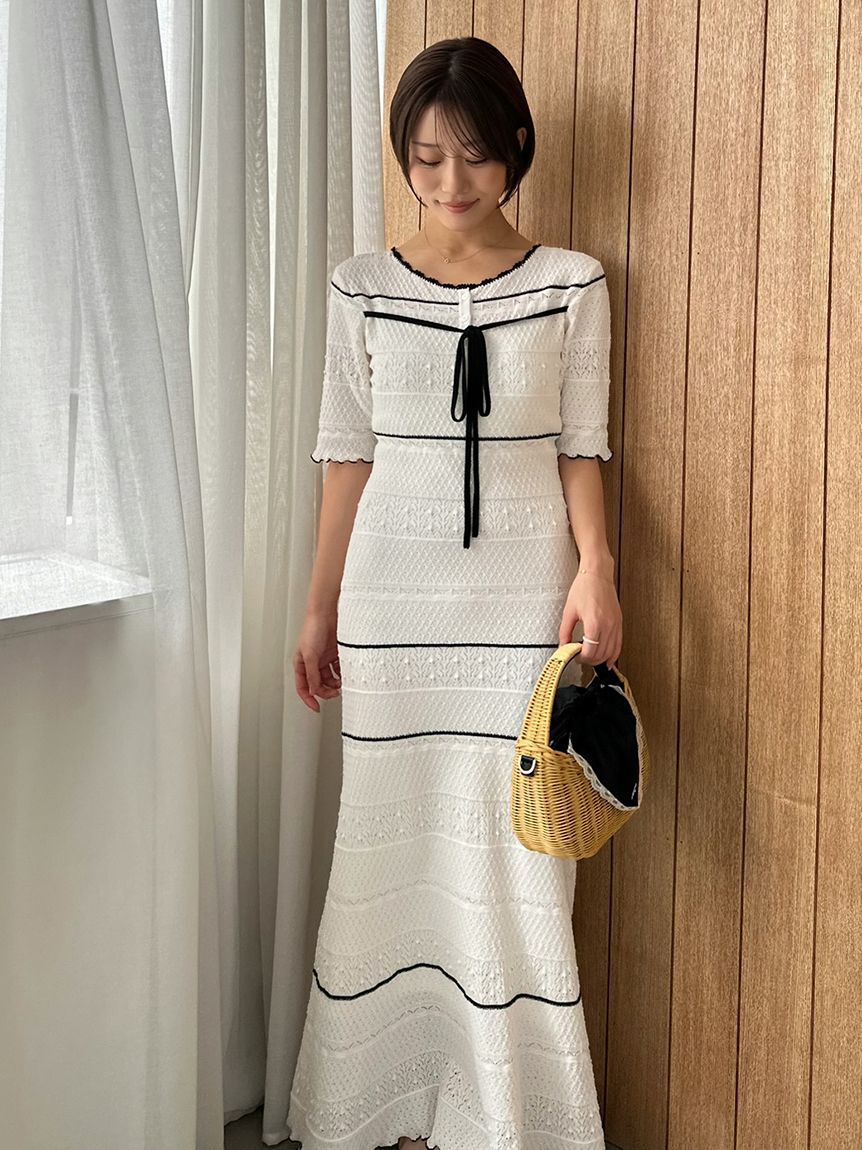 SNIDEL「クロシェライクロングニットワンピース」|ワンピース|