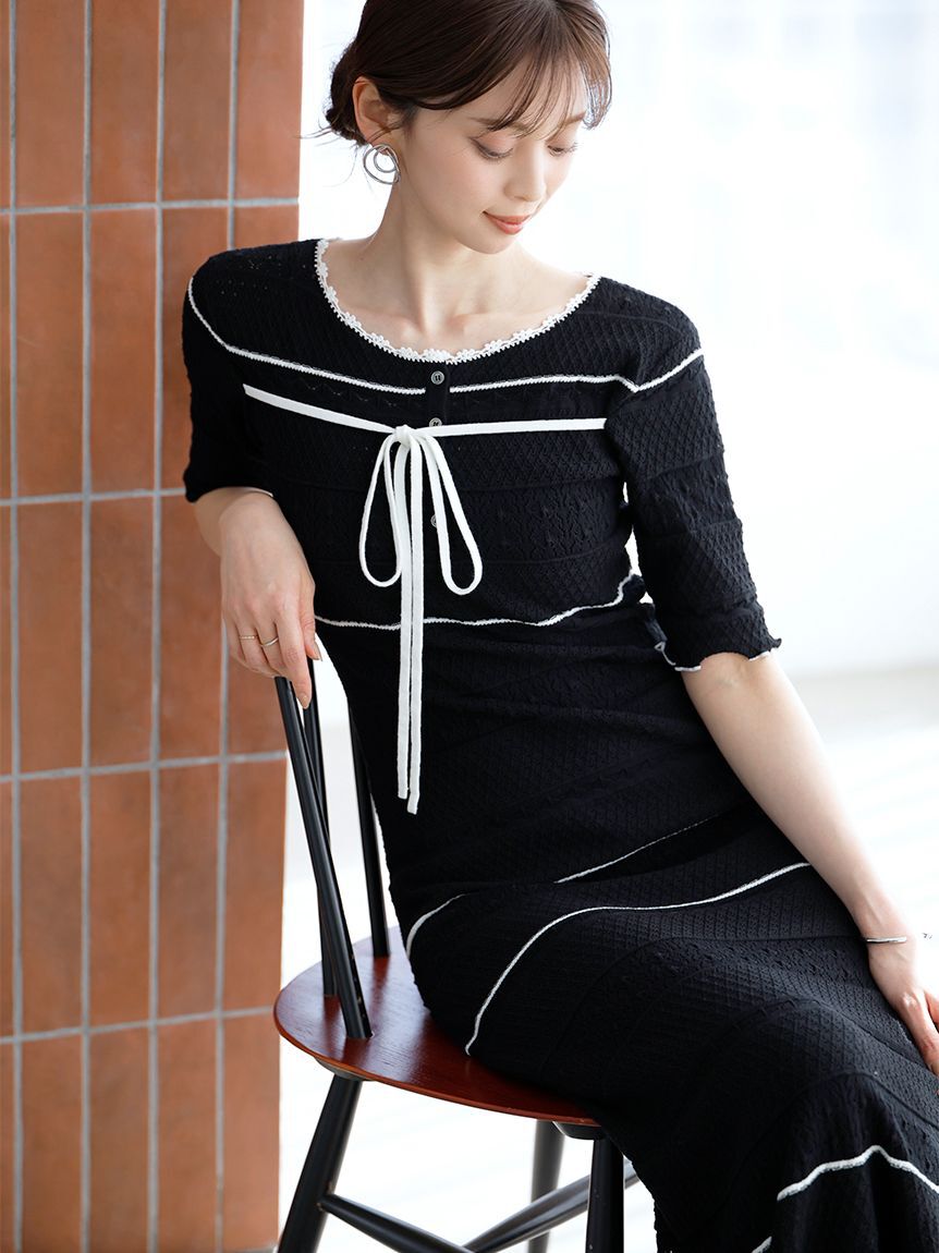 SNIDEL「クロシェライクロングニットワンピース」|ワンピース|