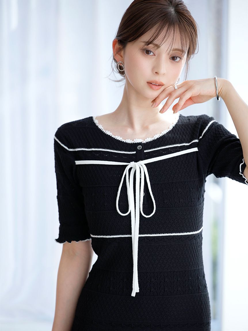 SNIDEL「クロシェライクロングニットワンピース」|ワンピース|
