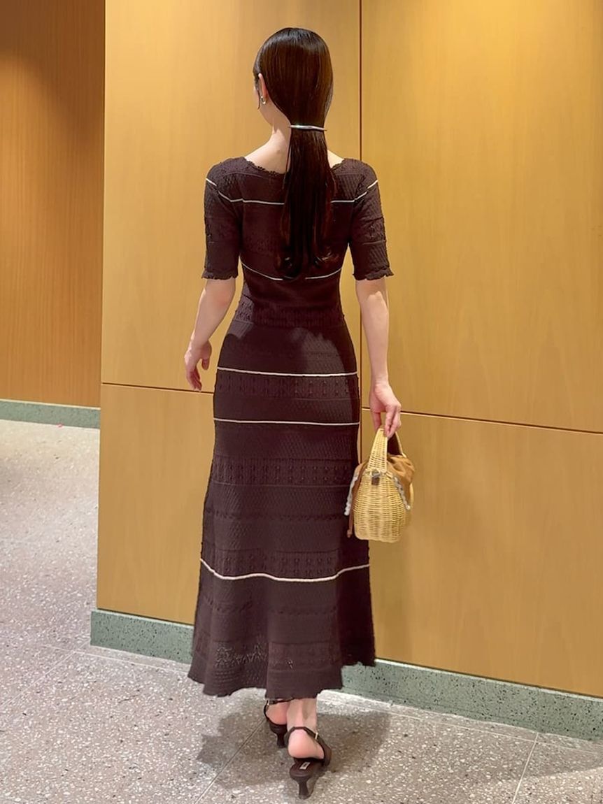 SNIDEL「クロシェライクロングニットワンピース」|ワンピース|