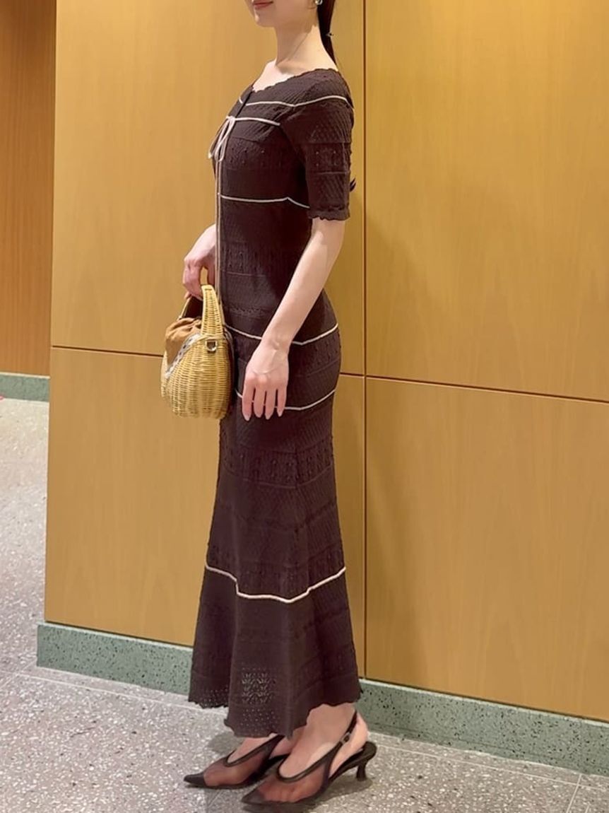 SNIDEL「クロシェライクロングニットワンピース」|ワンピース|