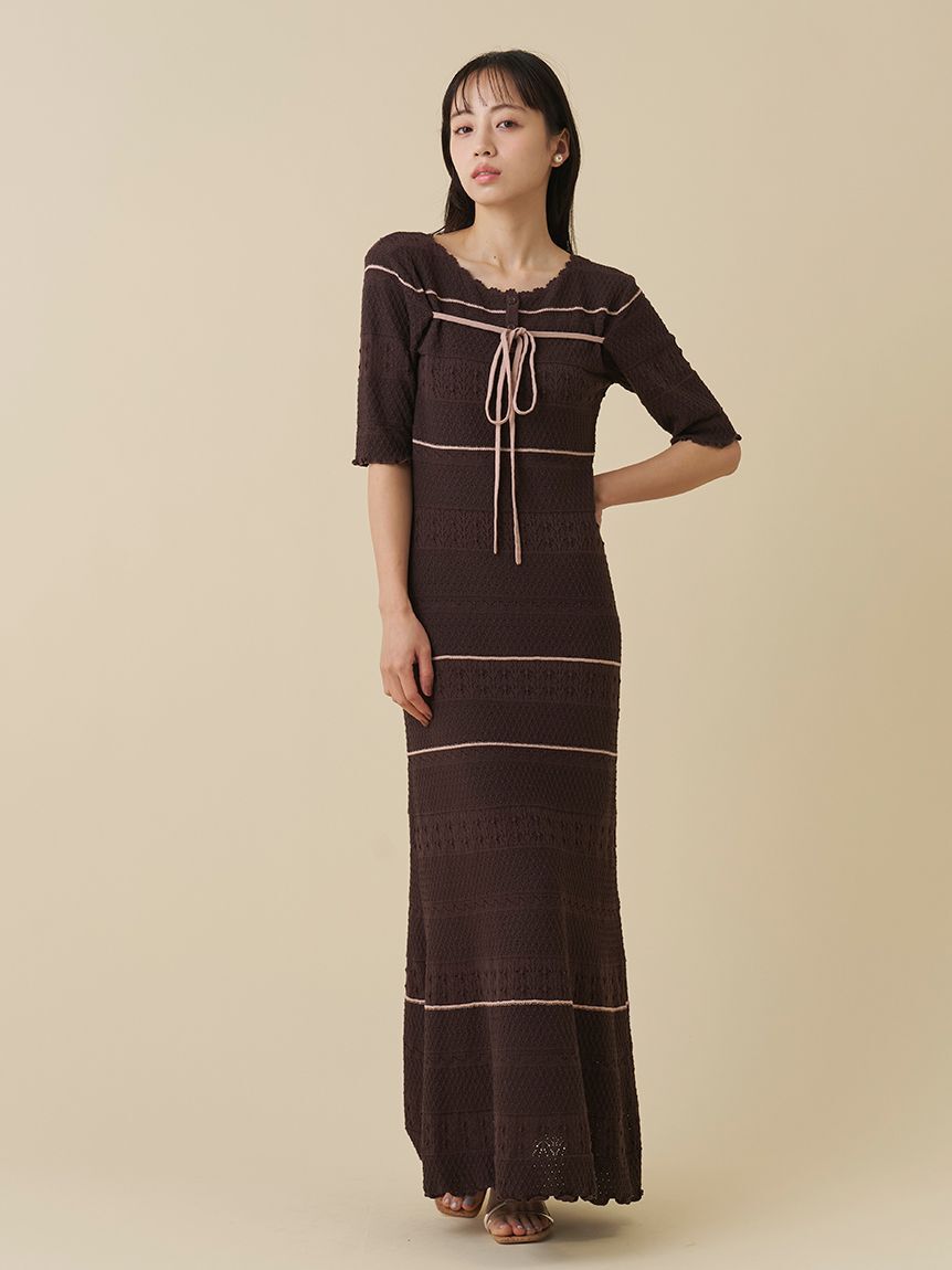 SNIDEL「クロシェライクロングニットワンピース」|ワンピース|