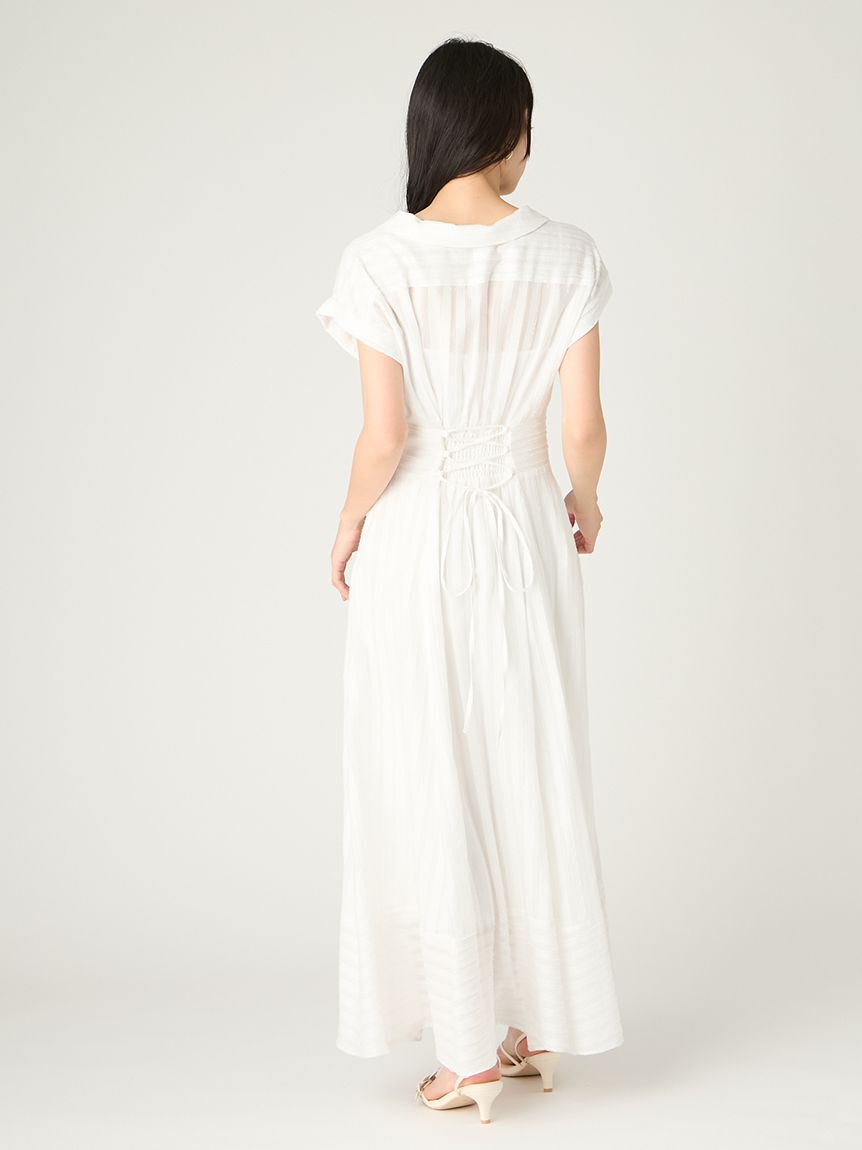 FRAY I.D「レースアップバックストライプシャツワンピース」|ワンピース|
