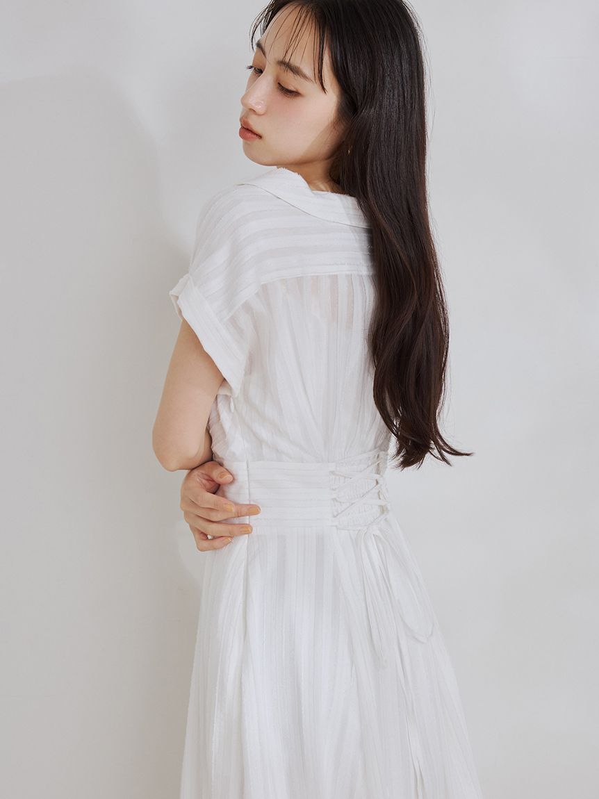 FRAY I.D「レースアップバックストライプシャツワンピース」|ワンピース|