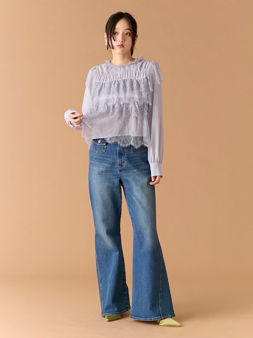 LILY BROWN「【WEB限定00サイズ】ストレッチフレアデニムパンツ」|デニム|