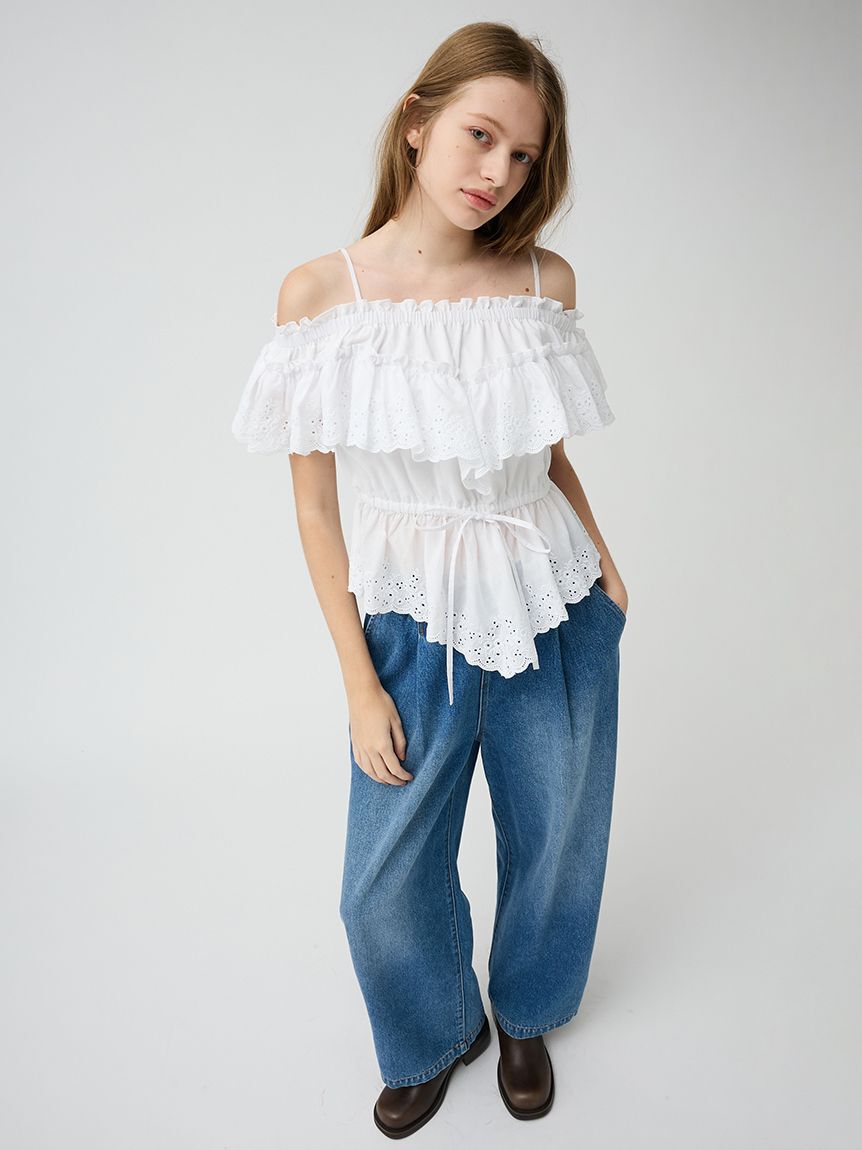 LILY BROWN「【WEB限定00サイズ】ワイドレッグイージーデニムパンツ」|デニム|