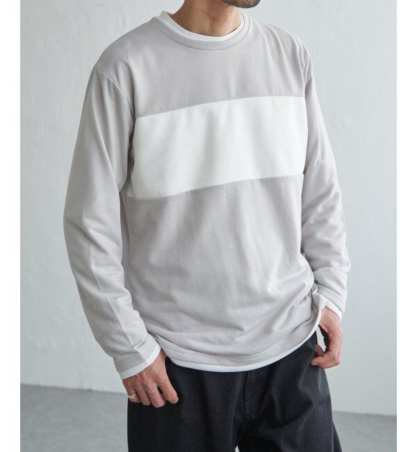 ikka「ミニ裏毛切り替えロンT」|Tシャツ・カットソー|