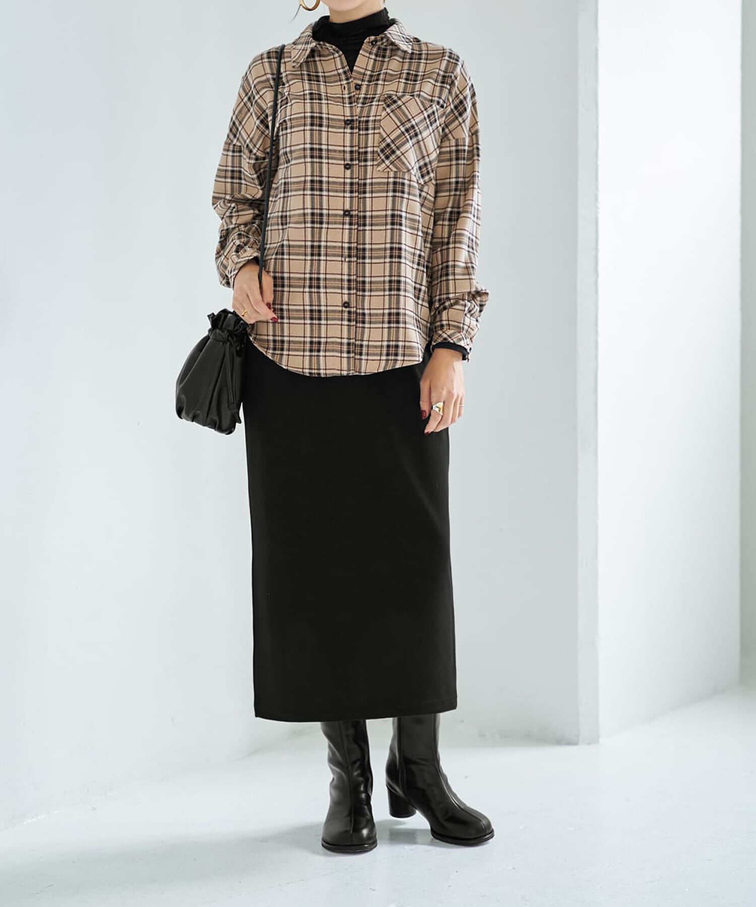 STYLE DELI「立体ステッチチェック柄シャツ」|シャツ・ブラウス|ベージュミックス