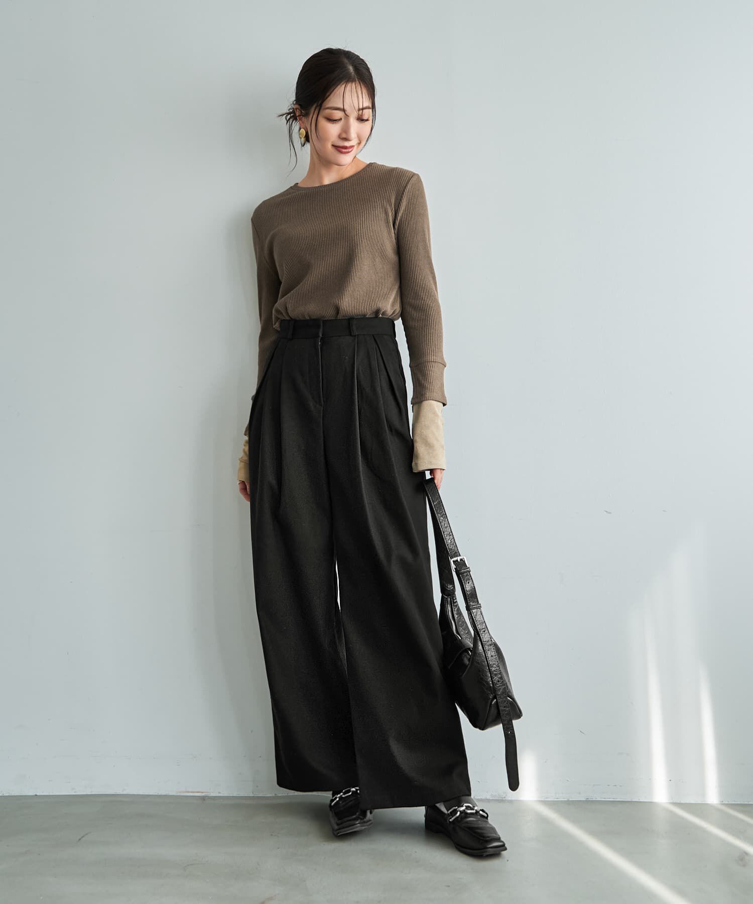 STYLE DELI「ウール調MIXタックワイドパンツ」|その他|