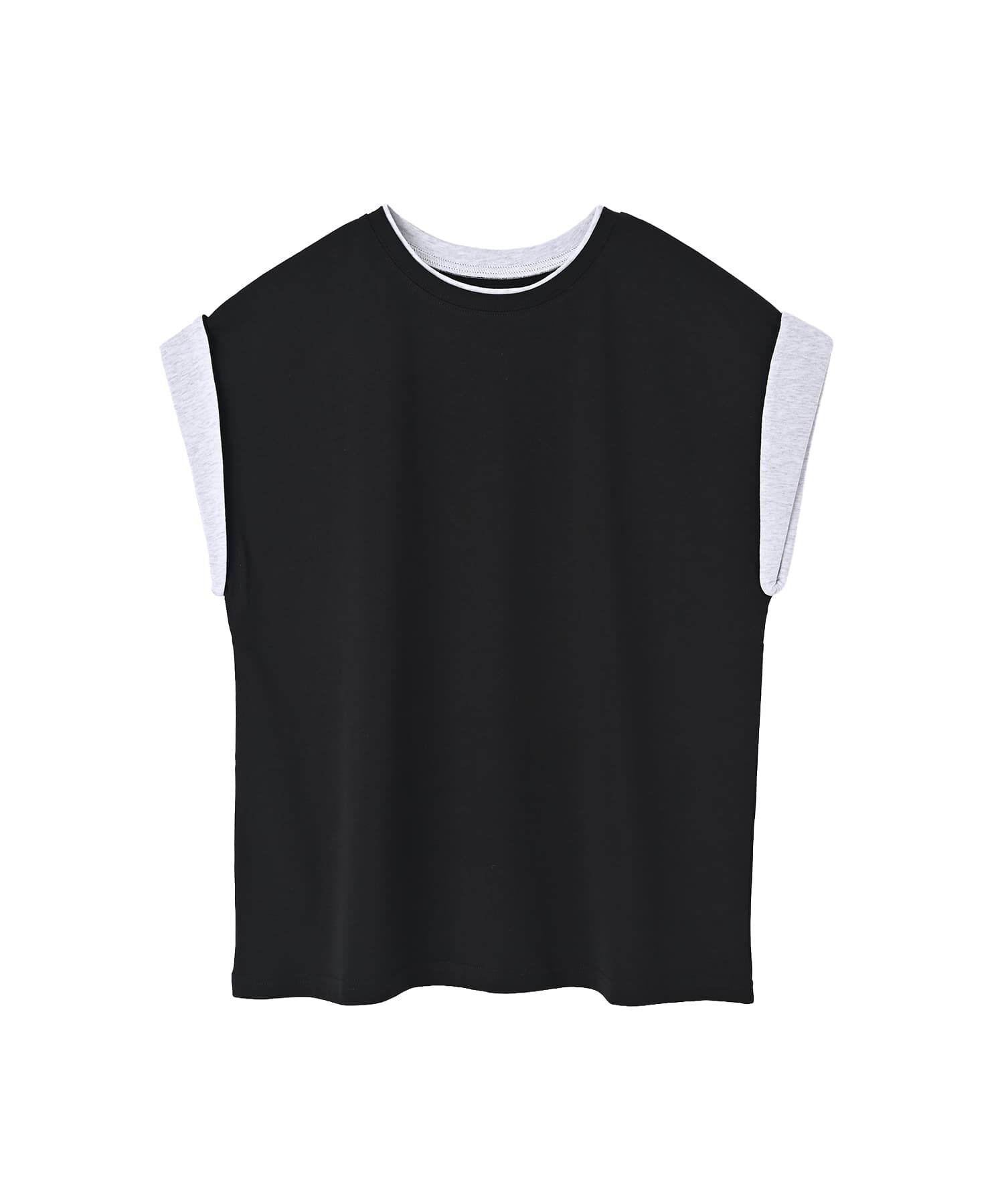 STYLE DELI「【BLK001】スリーブコントラストコットンTシャツ」|Tシャツ・カットソー|