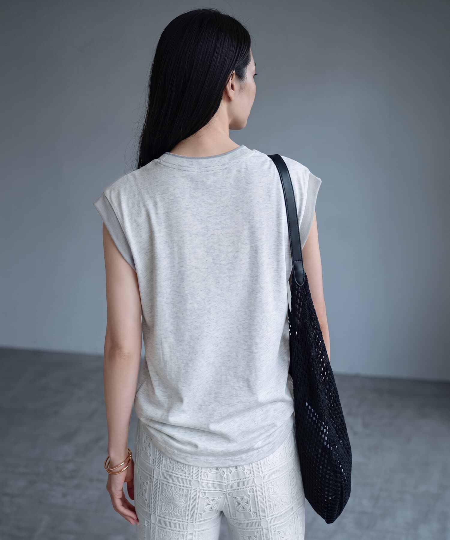 STYLE DELI「【BLK001】スリーブコントラストコットンTシャツ」|Tシャツ・カットソー|