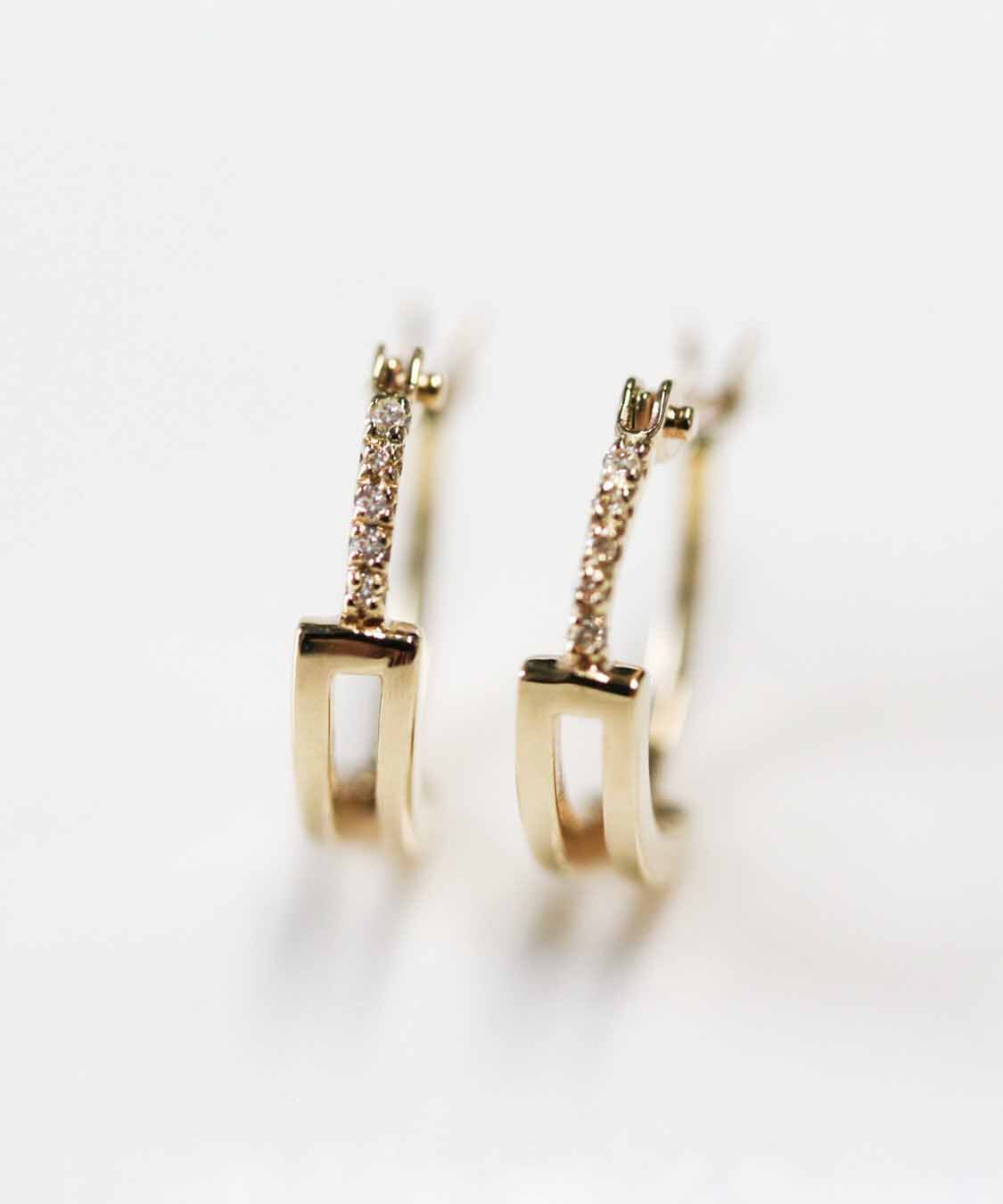  「ダイヤモンド オペラ スナップ フープ ピアス| K10YG 〈世界最小〉」|ピアス|