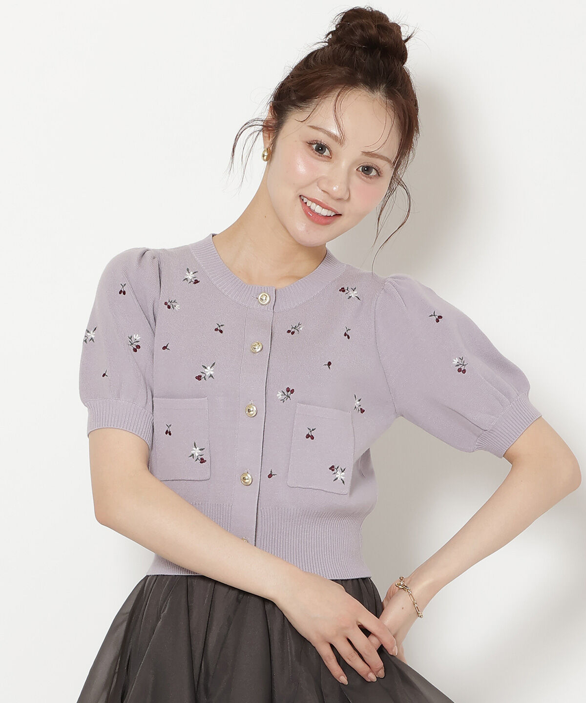 WILLSELECTION「モチーフ刺繍カーディガン」|カーディガン|ラベンダー