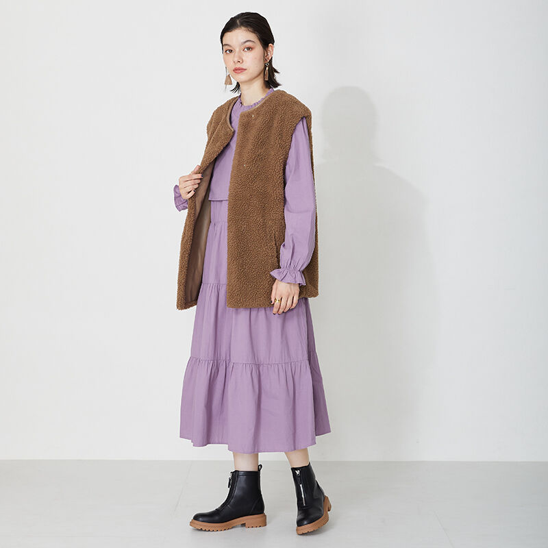 ORiental TRaffic「フロントジップブーツ/31412 厚底　ボアブーツ」|ショートブーツ|