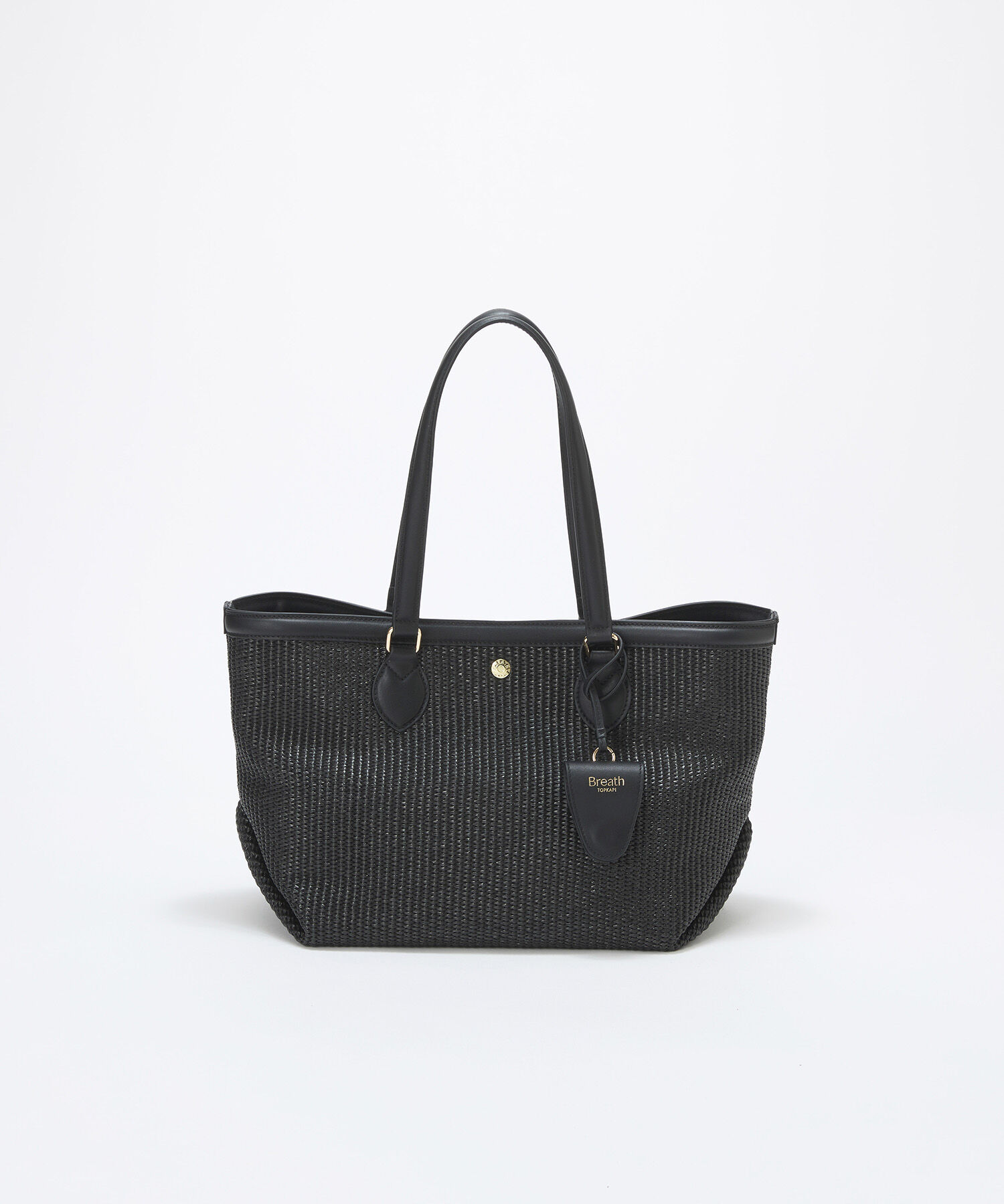 TOPKAPI BREATH「【Breath TOPKAPI】サングラスホルダー付き レザーコンビ カゴバッグ L 」|トートバッグ|ブラック