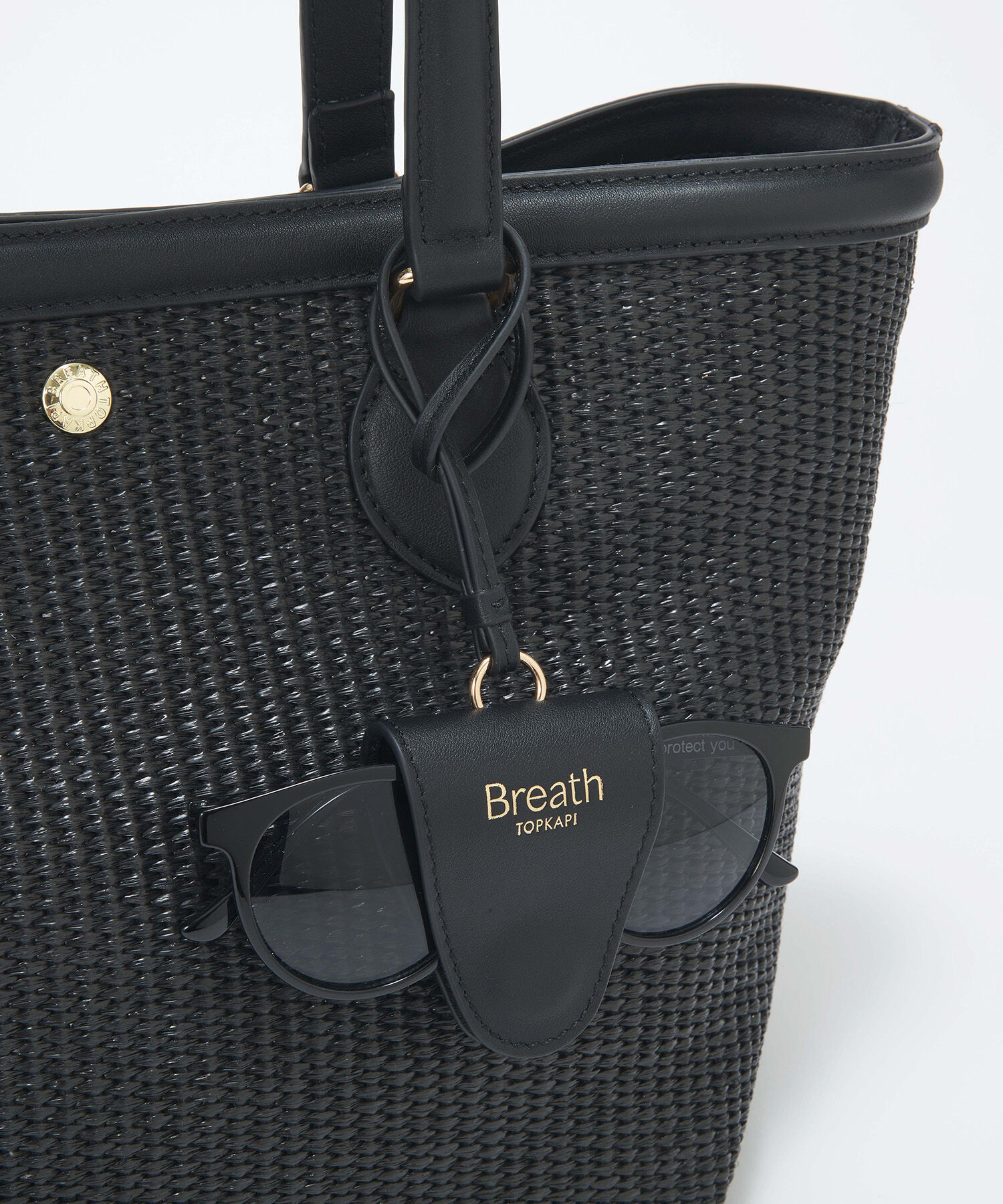 TOPKAPI BREATH「【Breath TOPKAPI】サングラスホルダー付き レザーコンビ カゴバッグ L 」|トートバッグ|