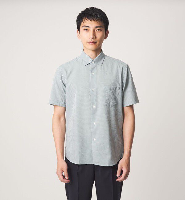 UNITED ARROWS green label relaxing「ポリエステル ラッカン ギンガムチェック スタンダード スナップ ボタンダウン 半袖 シャツ -ストレッチ・」|シャツ・ブラウス|