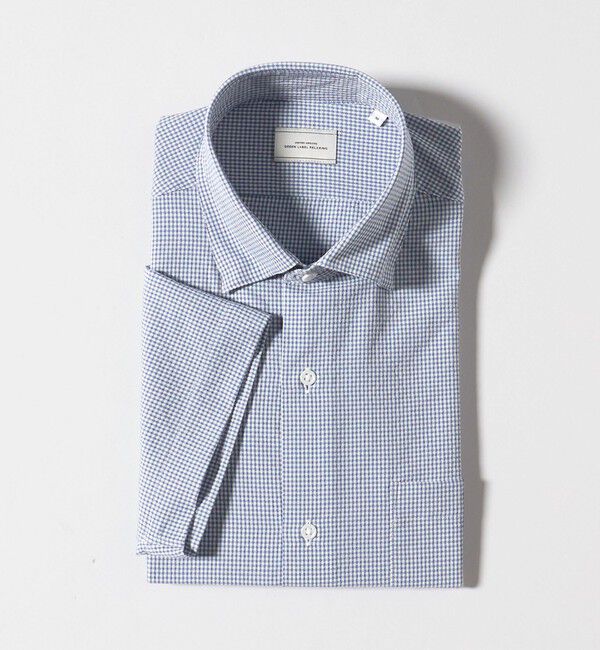 UNITED ARROWS green label relaxing「ポリエステル ラッカン ギンガムチェック スタンダード スナップ ボタンダウン 半袖 シャツ -ストレッチ・」|シャツ・ブラウス|