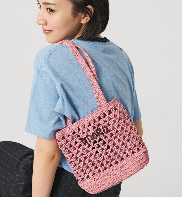 BEAUTY&YOUTH UNITED ARROWS「【別注】＜MIORA＞ラフィア ロゴ トートバッグ」|かごバッグ|PINK