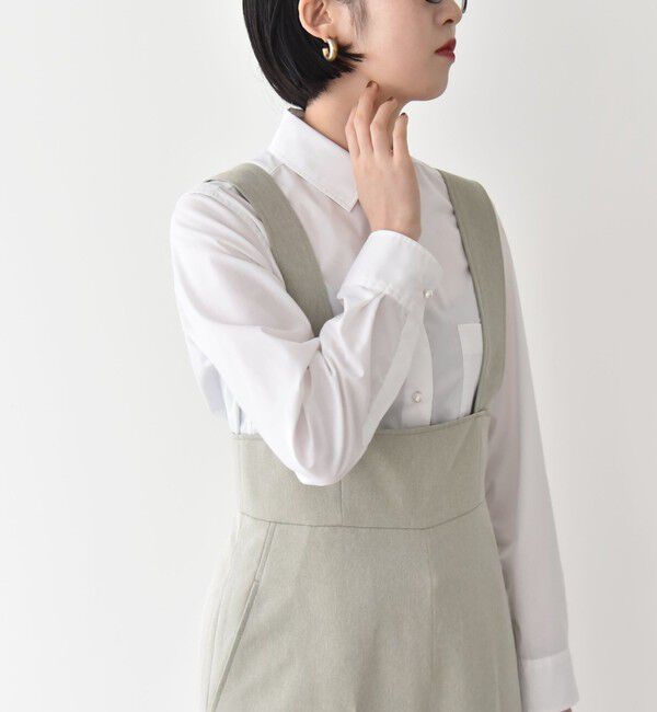 quaranciel「quaranciel:〈洗濯機可能〉REPREVE パールモチーフ ハンサム シャツ」|シャツ・ブラウス|