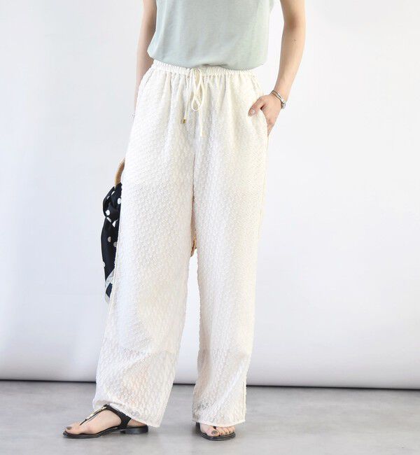 quaranciel「quaranciel:〈手洗い可能〉カットジャカード ジオメトリック ワイド パンツ」|その他|ナチュラル