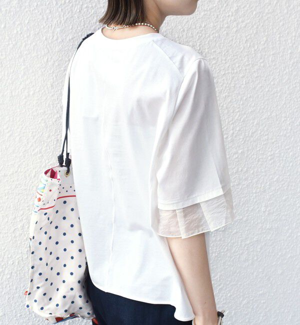 SHIPS for women「【WEB限定】〈接触冷感 / UVカット〉シアー オーガンジー コンビ プルオーバー」|Tシャツ・カットソー|