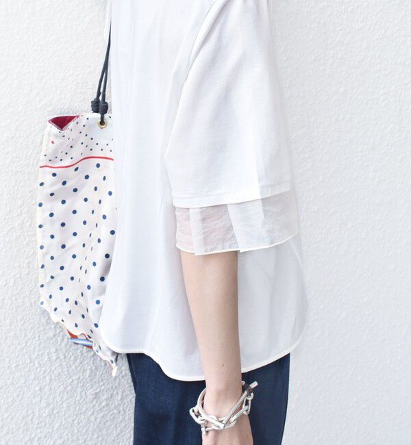 SHIPS for women「【WEB限定】〈接触冷感 / UVカット〉シアー オーガンジー コンビ プルオーバー」|Tシャツ・カットソー|