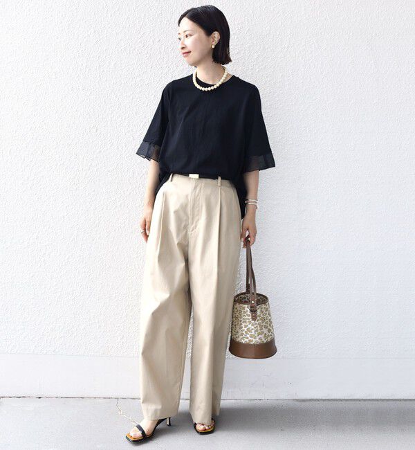 SHIPS for women「【WEB限定】〈接触冷感 / UVカット〉シアー オーガンジー コンビ プルオーバー」|Tシャツ・カットソー|