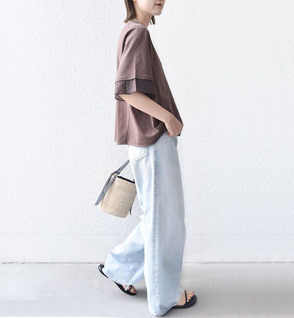SHIPS for women「【WEB限定】〈接触冷感 / UVカット〉シアー オーガンジー コンビ プルオーバー」|Tシャツ・カットソー|