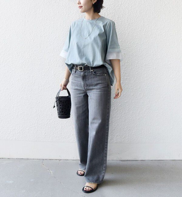 SHIPS for women「【WEB限定】〈接触冷感 / UVカット〉シアー オーガンジー コンビ プルオーバー」|Tシャツ・カットソー|