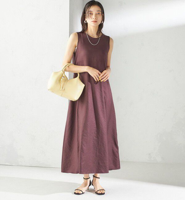 SHIPS for women「〈接触冷感/吸水速乾/防シワ〉ツイル ノースリーブ ベルト付き ワンピース」|ワンピース|