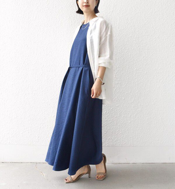 SHIPS for women「〈接触冷感/吸水速乾/防シワ〉ツイル ノースリーブ ベルト付き ワンピース」|ワンピース|
