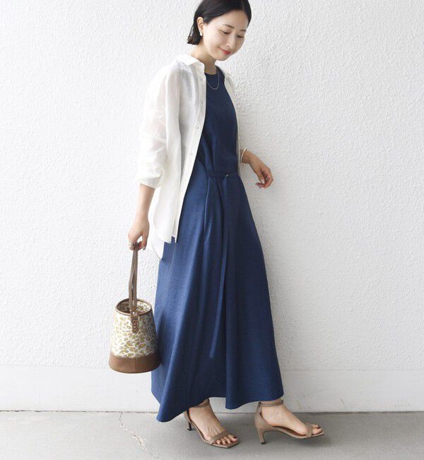 SHIPS for women「〈接触冷感/吸水速乾/防シワ〉ツイル ノースリーブ ベルト付き ワンピース」|ワンピース|