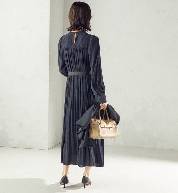 SHIPS for women「〈手洗い可能〉カッセン ギャザー ベルト付き 長袖 ワンピース」|ワンピース|