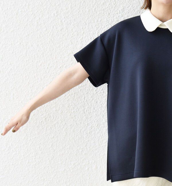 SHIPS any「SHIPS any:〈洗濯機可能〉バイカラー ショートスリーブ プルオーバー」|Tシャツ・カットソー|