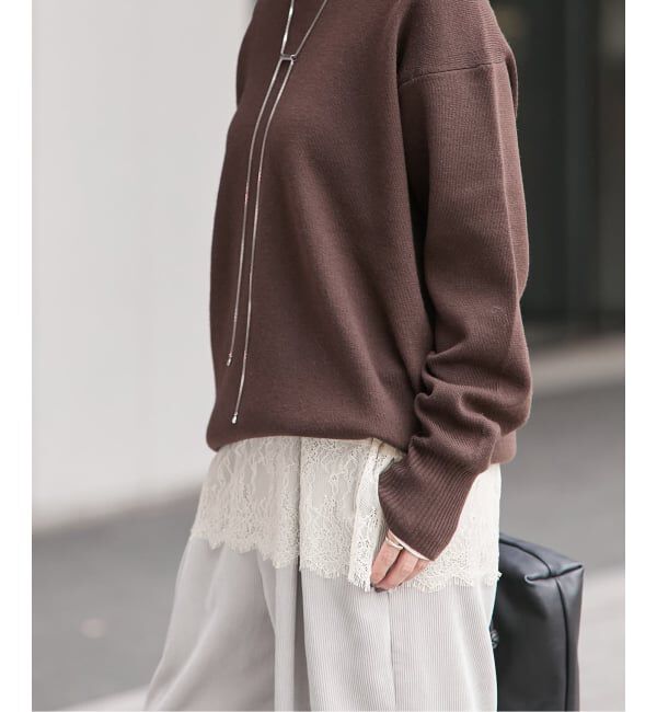 JOURNAL STANDARD「《追加5》レースヘム クルーネックシアーロングT」|Tシャツ・カットソー|