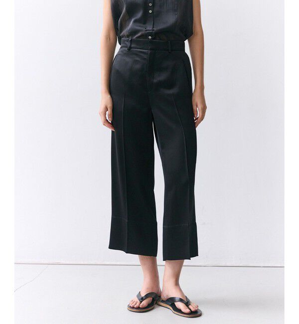 BEIGE,「CASSITER / リネンブレンド サテンクロップドパンツ 」|その他|Black