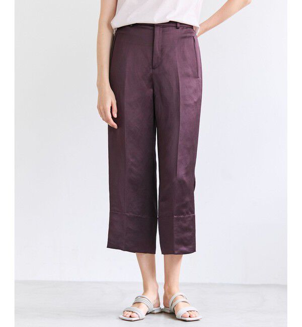 BEIGE,「CASSITER / リネンブレンド サテンクロップドパンツ 」|その他|Bordeaux