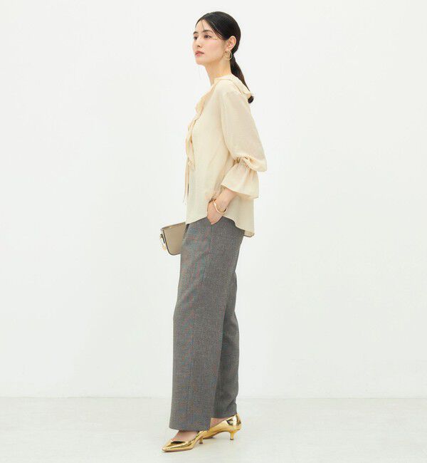 NOLLEY'S「《接触冷感》ウォッシャブルギャザーフリルブラウス」|シャツ・ブラウス|
