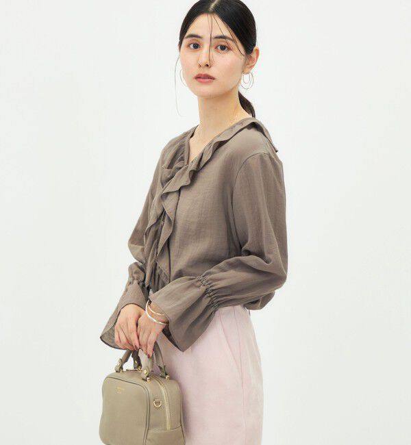 NOLLEY'S「《接触冷感》ウォッシャブルギャザーフリルブラウス」|シャツ・ブラウス|