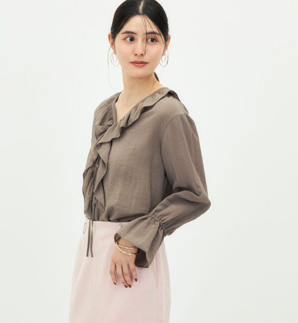 NOLLEY'S「《接触冷感》ウォッシャブルギャザーフリルブラウス」|シャツ・ブラウス|