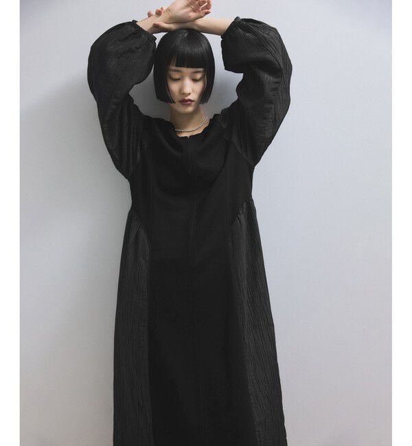 ADAM ET ROPE'「【WEB限定】フロントZIPコンビギャザーワンピース」|ワンピース|