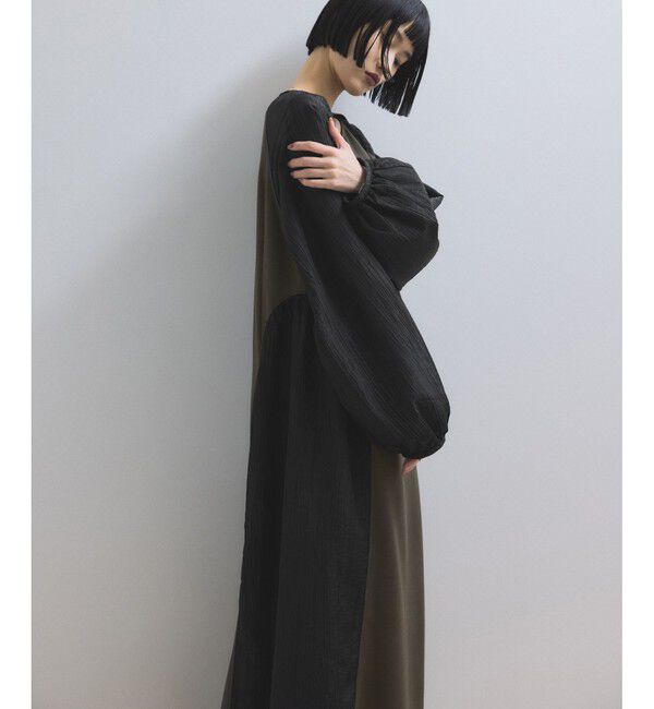 ADAM ET ROPE'「【WEB限定】フロントZIPコンビギャザーワンピース」|ワンピース|