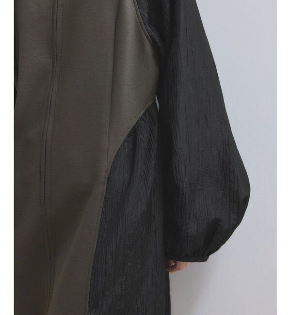 ADAM ET ROPE'「【WEB限定】フロントZIPコンビギャザーワンピース」|ワンピース|