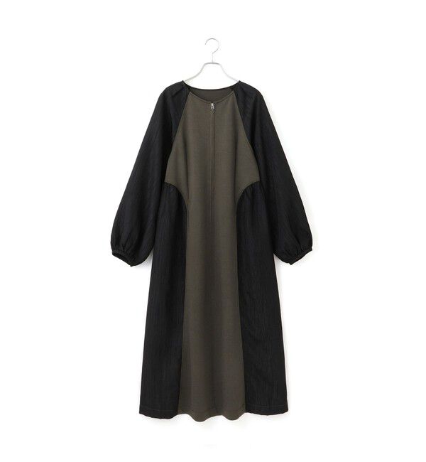 ADAM ET ROPE'「【WEB限定】フロントZIPコンビギャザーワンピース」|ワンピース|